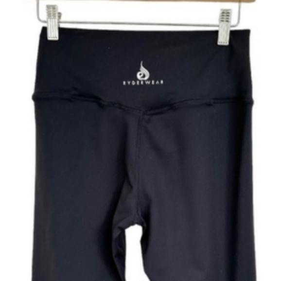 Ryderwear Black Crop Leggings Wide Crossover Waistband Size Large - Picture 4 of 10